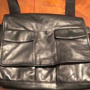 LODIS Los Angeles real leather brief case satchel with shoulder strap